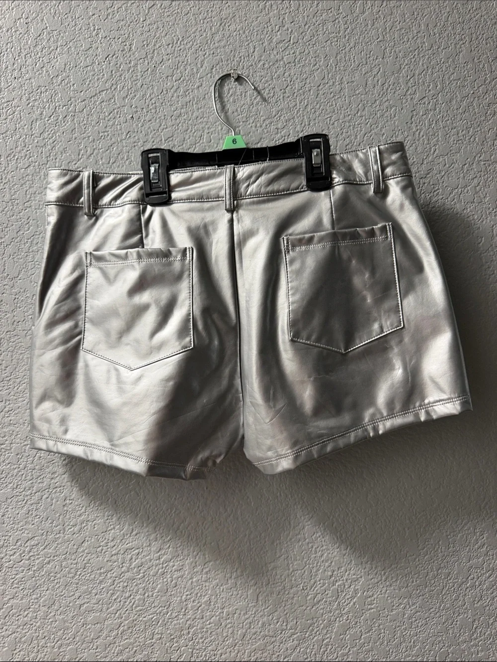 Fashion Nova Silver Metallic Jean-Style Shorts